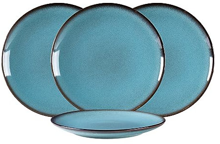 HENXFEN LEAD Speiseteller Porzellan, Pastateller Teller Set Frühstücksteller, 26cm Große Essteller, Sky Blue
