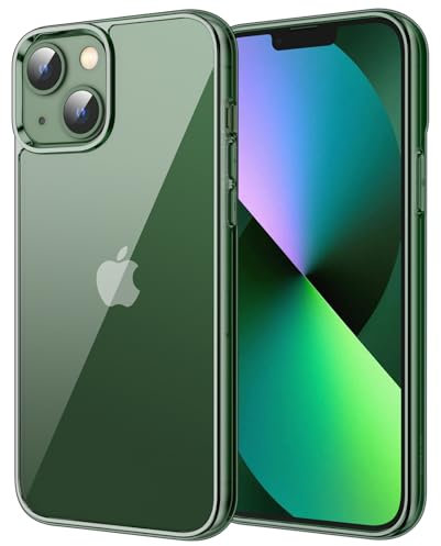 JETech Case for iPhone 13 Mini 5.4-Inch, Non-Yellowing Shockproof Phone Bumper Cover, Anti-Scratch Clear Back (Alpine Green)