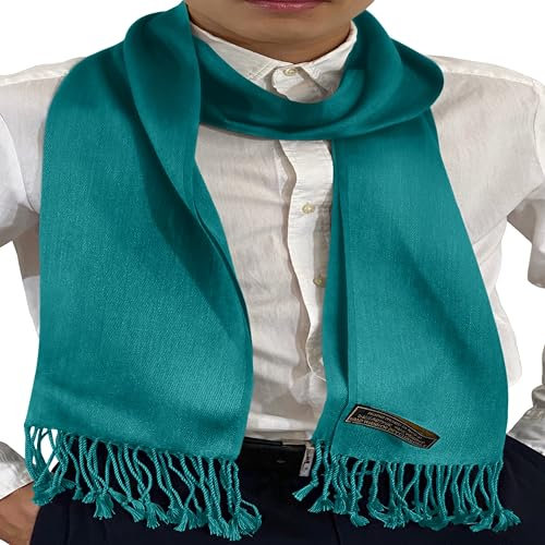 CJ Apparel Herren-Schal, nepalesisch, einfarbig, modisch, handgefertigt in Nepal, jadegrün, Einheitsgröße