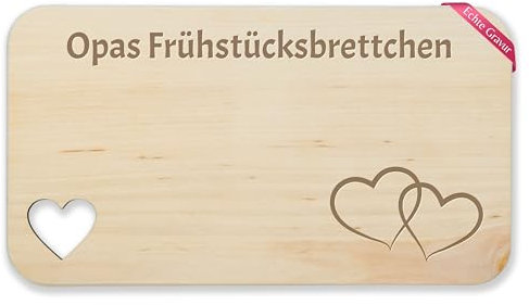 Holz Herz - Großvater - Opi Geschenk Opa Geschenkidee Geburtstag Weihnachten Opas Frühstücksbrettchen - 22,5x12,5 - Holz - gravur grandad brettchen großväter geschenke für