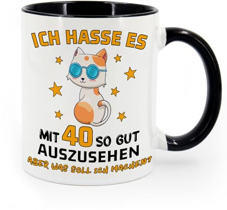40 Jahre Geburtstag Geschenk für Frauen Tasse mit Spruch Ich Hasse es mit 40 so Gut Auszusehen, Aber was Soll Ich Tun - Kaffeetasse Geschenkideen für Freundin Frau Mama zum 40. Geburtstag