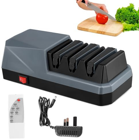 VoliVeeta Electric Knife Sharpener, 3 Stage Professional Knife Sharpening with Diamond Wheel & Ceramic Wheel, Any Sharp Knife Sharpeners for Kitchen Knives, Quick Razor-Sharp Results, Low Noise