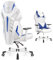 OneGame Silla Gaming, Transpirable Ergonómica Silla Gamer Adulto Estilo Carreras de Ordenador reposabrazos 3D Respaldo Ajustable Silla Escritorio con Soporte Lumbarjustable 150KG, Blanco-Azul