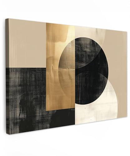 MuchoWow© Wandbilder Groß 120x80 cm XXL Schlafzimmer Home Deko Wohnung Bild Wohnzimmer Fotoleinwand Wand Bilder Leinwand Wall Decor Abstrakt - Gold - Schwarz - Kunst