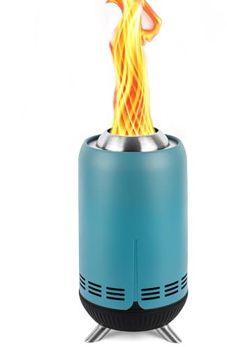 XL Tischfeuerstelle | Outdoor Blaue Mini-Feuerstelle für Stadt und Vorstadt | Edelstahl Sekundärverbrennung Campingofen Raucharm mit Pellets befeuert mit Reisetasche,30.6x16.3cm