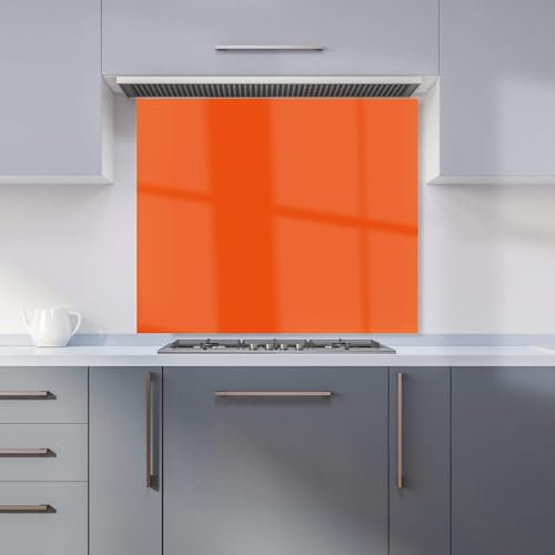Warren Reed - Designer Premium Burnt Orange Kitchen Splashback 6mm Toughened Glass Kitchen Splashback – Heat Resistant Splashback for Kitchens, Perfect for Cookers and Hobs, Polished Edges