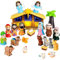 GDGZT 25 STK Krippenfiguren Kinder mit Beleuchtetem, Weihnachtsgeschichte Kleinkind Set, Weihnachtskrippe Klein mit Jesuskind, Maria, Josef und Krippe