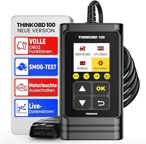 thinkcar OBD2 Diagnosegerät, THINKOBD 100 Diagnosegerät Auto, Verbesserter Universal Codeleser Motor-Scanner Mit Volle OBD2-Funktionalität, Premium KFZ Auslesegerät Für Alle OBDII/EOBD Protokol