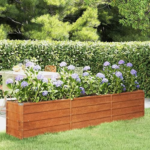 Iiaky Lit surélevé de Jardin rouillé 240x40x45 cm Acier corten,Bordure Pierre,Kit Gabion,Gabion Jardiniere