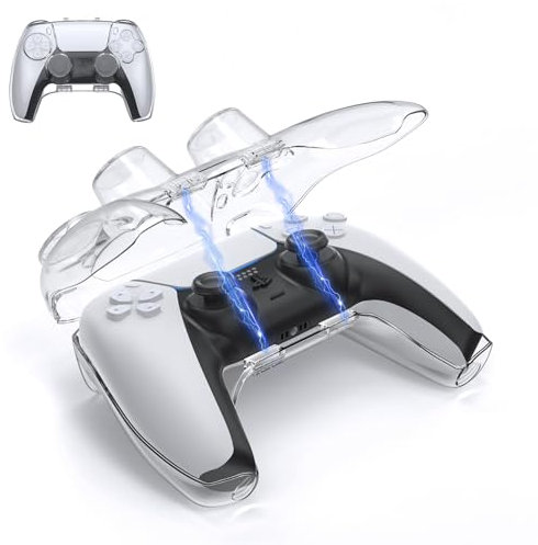 IINE Protective Case for PS5 Controller, Transparent Shell Storage Case with Magnetic Closure, Carrying Travel Case Joystick Protector for Playstation 5 DualSense Controller