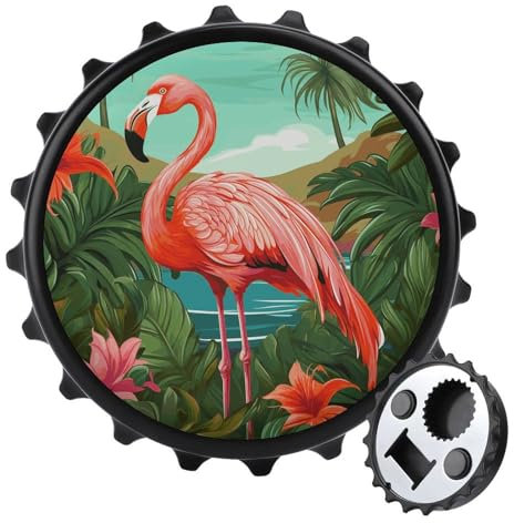 Décapsuleur magnétique de réfrigérateur imprimé flamant rose tropical portable avec autocollant pour la maison, la cuisine, les bars, les fêtes