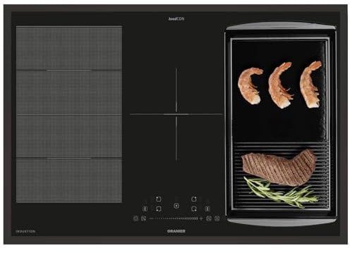 Oranier Induktionskochfeld 80 cm FLI580 - Flächen-Induktion-Kochfeld autark Brückenfunktion & Grillplatte halb-gerillt & schwarzer Kochfeldrahmen