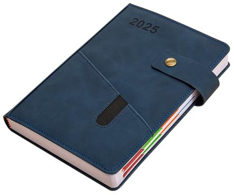 Tagesplaner 2025, Notizbuch, A5-Format, 200 Seiten, hochwertiger Einband, einseitiges Design und bunte Monatsetiketten,