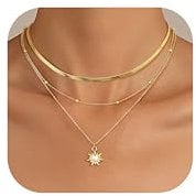 Kakonia Layered Gold Halskette für Frauen 14K Gold Plattiert Kette Damen Anhänger Halskette Set Kette Gold Damen Halskette Satck Zierliche Goldkette Trendy Schmuck für Frauen