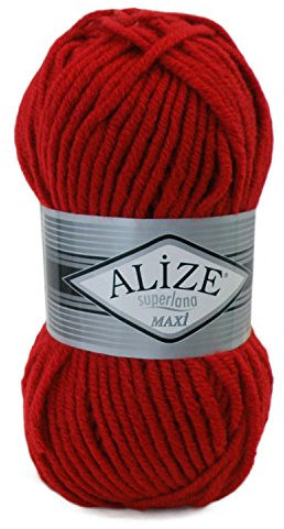 Strickgarn Strickwolle Superlana Maxi 100g 25% Wolle Wintergarn Winterwolle, 50 Farben, Farbe:56 rot