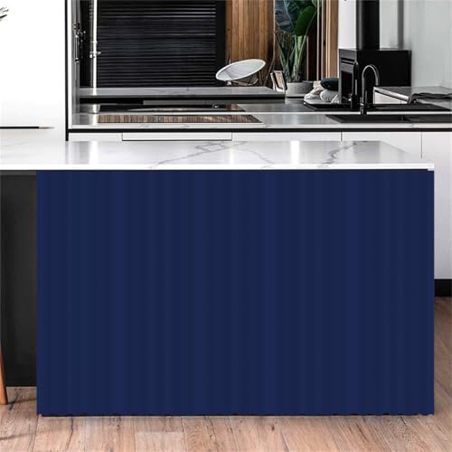 Highdi Rideau Armoire Cuisine Courts, Meuble Rideau Cache Placard Anti Poussière Auto-Adhésif sans Perçage pour sous Evier, Cuisine Porte de Placard, Étagères (Bleu Marine,70 * 90cm)