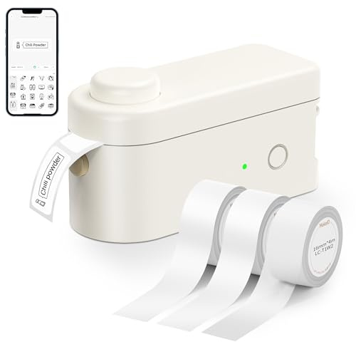 Makeid L1-C Etikettiergerät mit 3 Bändern – tragbarer intelligenter Drucker, wiederaufladbar, Thermisch, kompatibel mit 9/12/16 mm Wasserdichten Bändern – für Zuhause, Büro, Studio