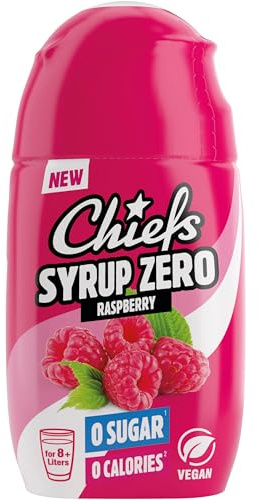 CHIEFS Syrup, Zero Calorie Syrup with Real Fruit Extracts, Raspberry, 65ml - More than 8l Softdrink - Zero Added Sugars