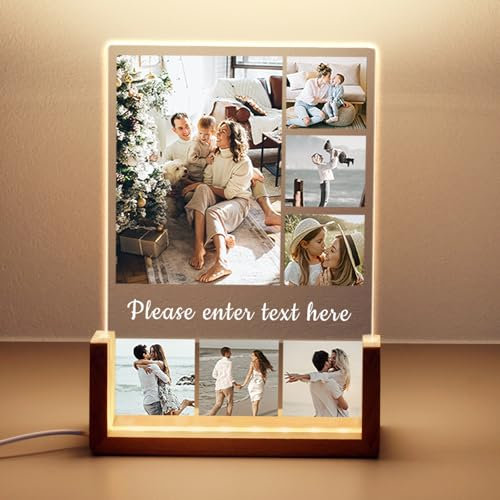 Personalisierte Geschenke für Frauen & Männer, Personalisierter Bilderrahmen mit Foto, Acrylglas Plakette mit Bilderrahmen Beleuchtet, Personalisierte Geschenke für Freund und Freundin (Stil 14)
