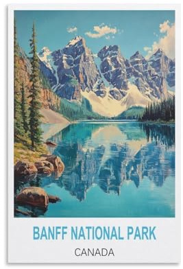 Poster Banff National Park Kanada Vintage Reise 60 x 90 cm Leinwand Kunstdruck Bild