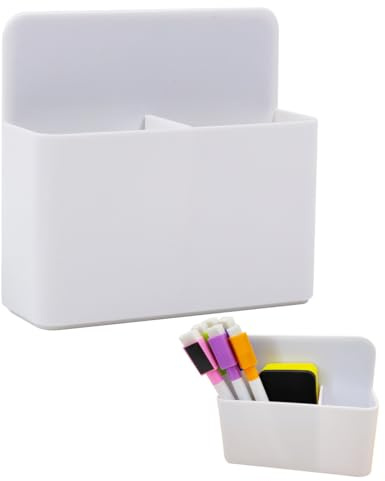 GNALIA Rangement Feutre 1 Unité 12.5X12X4Cm Porte-Marqueur Magnétique Blanc Pour Tableau Blanc Réfrigérateur Casier