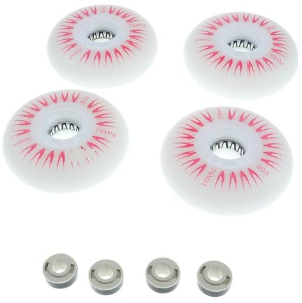 Zanthicia Leuchtendes Nachtskaten mit 4 blinkenden PU Leuchtrollen für Inlineskates. Die Rollen leuchten beim Rollen durch Reibung auf. 4 LED Leuchten für Inlineskates, Rot, 76mm