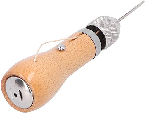 Walfront Professional Leather Awl Tool for Sewing, Wood Handle, Enhanced Stitching Efficiency, Multi-Material Repair for Crafting and Bookbinding