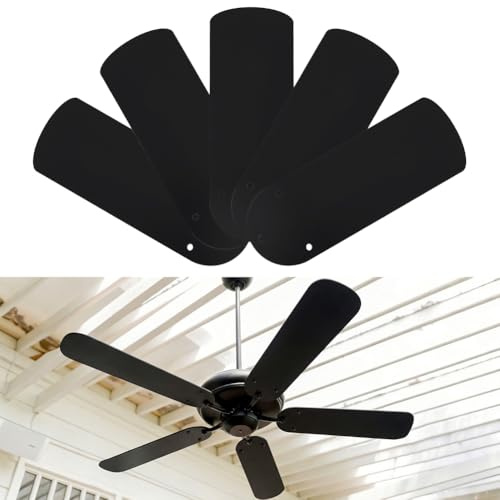 NBEADS 5 Pcs Replacement Fan Blades, 42.1x15.5cm Ceiling Fan Waterproof Blades Replacement for 42/52inch Blades Broken Substitution Replacing Indoor Outdoor Summer, Black
