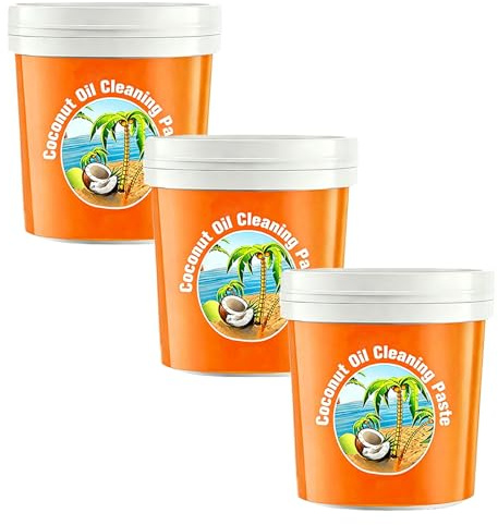 Coconut Oil Cleaning Paste – Stainless Steel & Hard Surface Cleaner, Effective Grease Remover for Kitchen Appliances (3PCS)