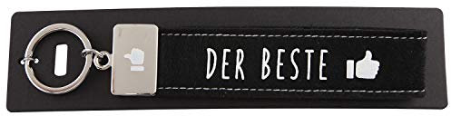 Depesche 4298-002 Schlaufen Schlüsselanhänger aus Filz, mit graviertem Metallabschluss und kultigem Aufdruck, Die Beste, dunkelgrau, ca. 17 x 3 x 1 cm, Schwarz