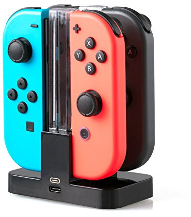 SK Games 4in1 Joy-Con Controller Ladestation Dockingstation Ladegerät Charger kompatibel mit Nintendo Switch