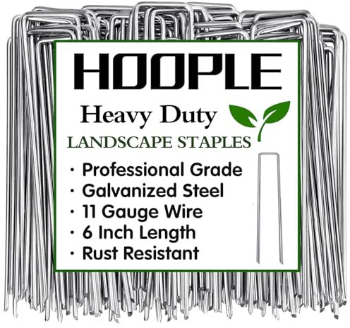 HOOPLE 100 Stück 15,2 cm 11 Gauge verzinkte Landschaftsklammern für Halloween-Dekorationen, rostfrei, U-förmige Sicherung Gartenstecker für Unkrautbarriere-Gewebe (100 Stück)