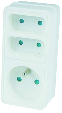 Multiprise Electrique Branchement Secteur - Multiprise Murale 3 Prises - Multiprise 3 Prises Compacte - Bloc Prise - Prise Multiple Murale - Triplites Façade 1x16A+2x6A - 120305 JP Outillage