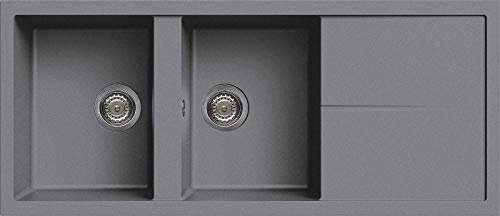 Elleci Lavello Incasso Unico 500 2 Vasche con gocciolatoio 116x50 Metaltek (73 Titanium)