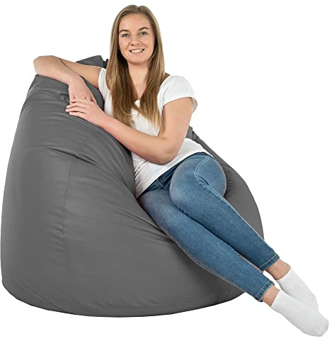 Italpouf , Sitzsack XXL Größe, Sitzkissen, Riesensitzsack, Indoor, Kunstleder, Sitzsack Sessel für Kinder und Erwachsene, EPS Perlen Füllung, Zertifiziert, Grau