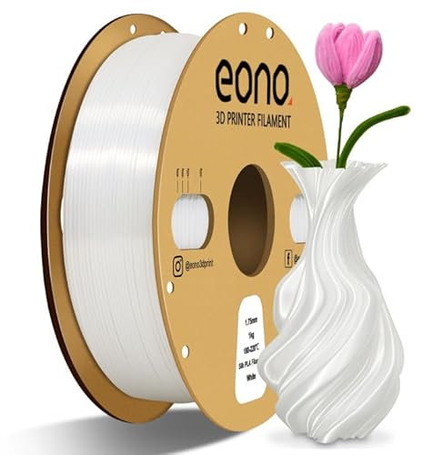 EONO Silk PLA Filament 1.75 mm für 3D Drucker Shiny Hochglanz 3D Drucker Filament 1,75 PLA 1kg(2,2lbs), Maßgenauigkeit +/- 0.03mm, Silk Weiß