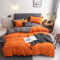 Damier Bettwäsche 200×220cm Orange Grau Wendebettwäsche Set 3 Teilig Weiche Microfaser Bettbezug Doppelbett mit Reißverschluss und 2 Kopfkissenbezüge 80 × 80 cm