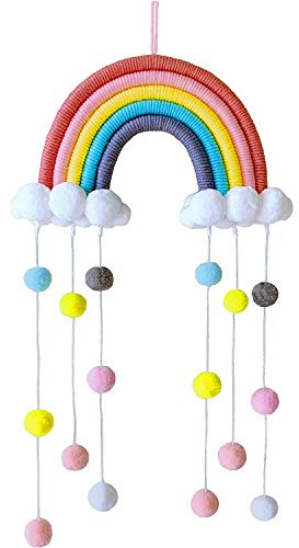 Shiwaki Regenbogen Wanddekor Makramee hngen,Makramee gewebt Dekorativ für Raum,Niedliche Wanddekoration Geeignet für Festival Ornamente Geschenke (Pink)