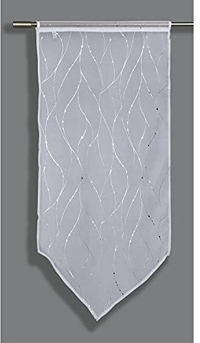 Gardinia Fensterdekoration, Voile mit Silberdruck, Deko-Gardine, Sichtschutz, Blendschutz, Lichtdurchlässig und transparent, Weiß, 60 x 120 cm