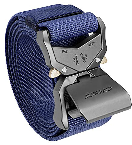 JUKMO Taktischer Gürtel, Militär Wandern 3,8cm Arbeit Gürtel mit Schwere Schnellverschluss Schnalle (Blau, 115cm)