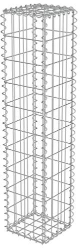 Susany Gabionenwand mit Abdeckung Gabione Drahtkorb Steingabionen Steinkorb Verzinkter Stahl 20 x 20 x 100 cm Silbern 1400 kg/m³