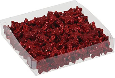 MIJOMA Streudeko 3D-Glitzersterne Glitzer-Sterne Streusterne Tischdekoration, Elegante und Moderne Dekoration für Weihnachten, Geburtstag, Hochzeit, Silvester (Größe: 1.7 cm - 144 Stück, Rot)