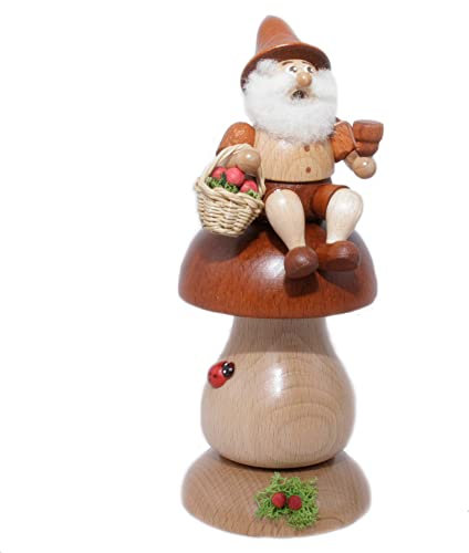 exclusiv-holzkunst Räuchermann Wichtel auf Braunkappe