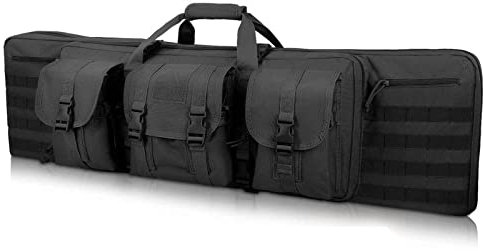 DFANCE Gewehrtasche Gewehrfutteral 2 Langwaffen,Waffentasche Gun Bag Futteral,Futteral Langwaffen Taktische Gewehrtasche,for Magazine Storage Other Tools,Abschließbar,Schwarz,118cm/46.5cm
