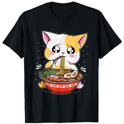 Kawaii Baka Anime Ramen T-Shirt: Damen, Herren & Unisex Kinder - Anime Fans - Kurzarm - Schwarz - S