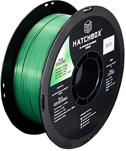 HATCHBOX Metallic Finish PLA 3D Drucker Filament, Maßgenauigkeit +/- 0,03 mm, 1 kg Spule, 1,75 mm, Grün