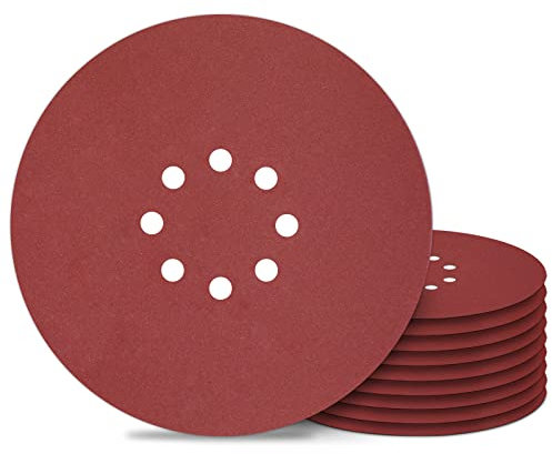 9 inch Sanding Discs 8 Holes 320 Grit Hook and Loop Disc 225mm Sanding Pads 10PCS for Drywall Sander