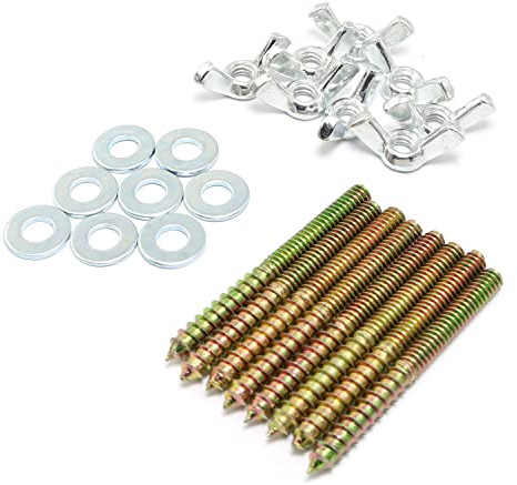 Pro Bamboo Kitchen 8 tornillos de doble cabeza de 1/4 x 2-1/2 pulgadas con tuercas de mariposa de 1/4-20 y arandelas planas de 1/4 pulgadas, tornillos fijos autorroscantes para muebles de mascotas,