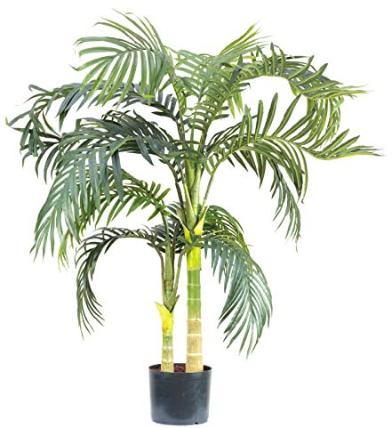 Kunstpflanze Goldfruchtpalme - echte Zimmerpflanze, Areca Dypsis - Höhe ca. 120 cm, Topf-Ø 18 cm