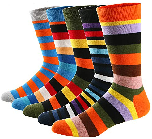 Ueither Calze da Uomo Coloratissimi in Cotone Stilisti Calzini Fantasia dal Design Comodo